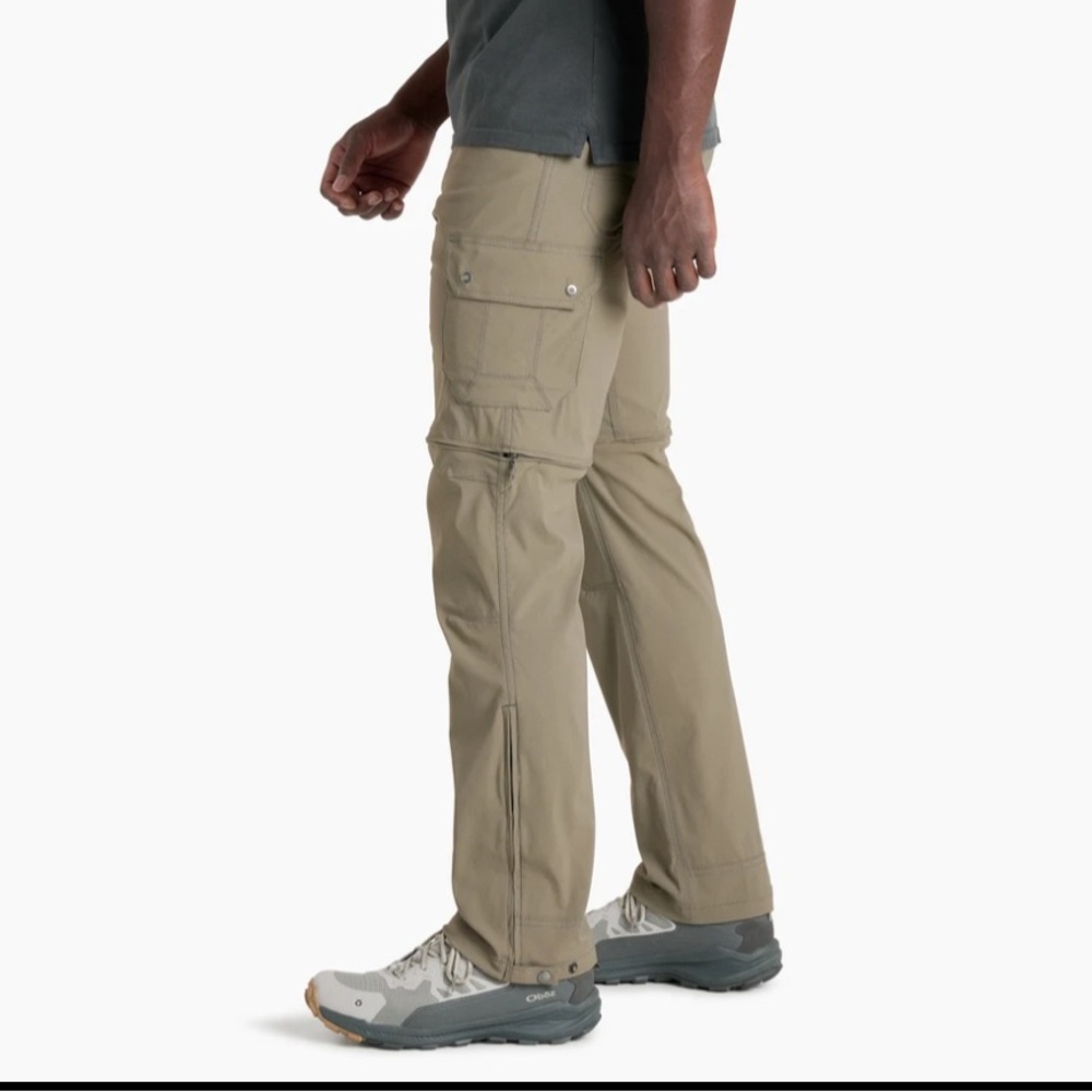 NWT men’s kuhl renegade cargo convertible pants 38x32 color khaki